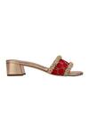 5elements_Red Beads, Embroidery Designer Adhika Slider Heels _Online_at_Aza_Fashions