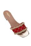 Buy_5elements_Red Beads, Embroidery Designer Adhika Slider Heels _Online_at_Aza_Fashions