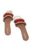 Shop_5elements_Red Beads, Embroidery Designer Adhika Slider Heels _Online_at_Aza_Fashions