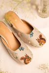 5elements_Beige Embroidery Mule Heels _at_Aza_Fashions
