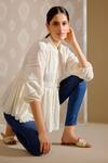 Shop_BUNKA_White Cotton Lace Mandarin Collar Ira Top - Ivory _Online_at_Aza_Fashions