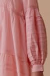 Shop_BUNKA_Pink Cotton Lace Split V-neck Nur Designer Dress _Online_at_Aza_Fashions