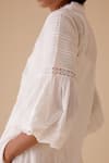 BUNKA_White Cotton Lace Mandarin Collar Ivory Cecile Tunic Kurta Set _Online_at_Aza_Fashions