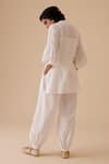 Shop_BUNKA_White Cotton Lace Mandarin Collar Ivory Cecile Tunic Kurta Set _at_Aza_Fashions