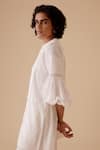 Shop_BUNKA_White Cotton Lace Mandarin Collar Ivory Cecile Tunic Kurta Set _Online_at_Aza_Fashions