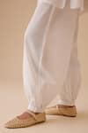 Buy_BUNKA_White Cotton Cecile Ivory Harem Pants _Online_at_Aza_Fashions