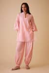 Buy_BUNKA_Pink Cotton Embroidery Cecile Harem Pants _at_Aza_Fashions