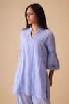 BUNKA_Blue Cotton Lace Split V-neck Cecile Tunic Set _Online_at_Aza_Fashions