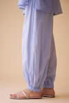 BUNKA_Blue Cotton Embroidery Cecile Harem Pant _Online_at_Aza_Fashions