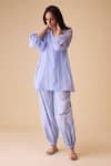 Buy_BUNKA_Blue Cotton Embroidery Cecile Harem Pant _Online_at_Aza_Fashions