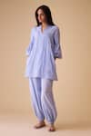 Buy_BUNKA_Blue Cotton Embroidery Cecile Harem Pant _at_Aza_Fashions