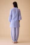 Shop_BUNKA_Blue Cotton Embroidery Cecile Harem Pant _at_Aza_Fashions