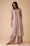 Buy_BUNKA_Beige Cotton Lace Round Neck Delna Designer Kurta _at_Aza_Fashions