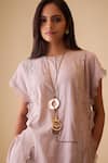 Buy_BUNKA_Beige Cotton Lace Round Neck Delna Designer Kurta _Online_at_Aza_Fashions