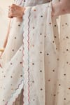 Buy_JANKI INDIA_Ivory Organza, Chanderi, Cotton Sequins Round Neck Saree Set With Blouse _Online_at_Aza_Fashions