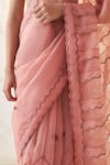 Shop_JANKI INDIA_Peach Organza, Chanderi, Cotton V-neck Saree With Blouse 