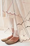 Buy_JANKI INDIA_Ivory Organza, Chanderi Embroidery Split V-neck Kurta Set With Dupatta _Online_at_Aza_Fashions