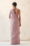 Shop_JANKI INDIA_Lavender Chanderi, Organza, Cotton Embroidery V-neck Saree Set _at_Aza_Fashions