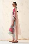 JANKI INDIA_Multi Color Organza, Silk, Cotton Embroidery Round Neck Rose Gold Kaftan Set _Online_at_Aza_Fashions