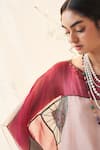 Buy_JANKI INDIA_Multi Color Organza, Silk, Cotton Embroidery Round Neck Rose Gold Kaftan Set _Online_at_Aza_Fashions