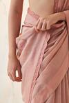 JANKI INDIA_Peach Chanderi, Silk, Cotton Embroidery V-neck Saree Set _at_Aza_Fashions