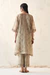 Shop_JANKI INDIA_Olive Green Organza, Silk Embroidery V-neck Kaftan Set _at_Aza_Fashions