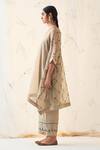 JANKI INDIA_Olive Green Organza, Silk Embroidery V-neck Kaftan Set _Online_at_Aza_Fashions