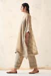 Buy_JANKI INDIA_Olive Green Organza, Silk Embroidery V-neck Kaftan Set _Online_at_Aza_Fashions