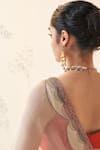 JANKI INDIA_Gold Organza, Chanderi, Cotton Embroidery Round Neck Champagne Saree Set _at_Aza_Fashions