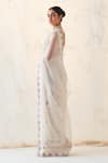 Buy_JANKI INDIA_Ivory Organza, Chanderi, Cotton Embroidery Sweetheart Neck Saree Set _Online_at_Aza_Fashions