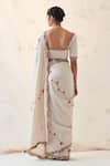 Shop_JANKI INDIA_Ivory Silk, Cotton Embroidery Square Neck Saree Set _at_Aza_Fashions