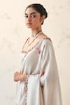 Buy_JANKI INDIA_Ivory Silk, Cotton Embroidery Square Neck Saree Set _Online_at_Aza_Fashions