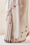 Buy_JANKI INDIA_Ivory Silk, Cotton Embroidery Square Neck Saree Set 