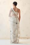 Shop_JANKI INDIA_Ivory Organza, Chanderi, Cotton Embroidery Round Neck Saree Set With Blouse _at_Aza_Fashions