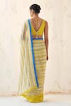 Shop_JANKI INDIA_Yellow Chanderi Embroidery V-neck Ivory Saree Set _at_Aza_Fashions