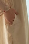 Buy_JANKI INDIA_Beige Chanderi, Organza Beads, Embroidery Split V-neck Kurta Set 