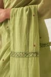Buy_JANKI INDIA_Green Chanderi, Cotton Embroidery Scoop Neck Saree Set 