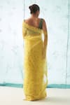 JANKI INDIA_Yellow Organza, Chanderi, Cotton Embroidery Saree Set With Scallop Border _Online_at_Aza_Fashions