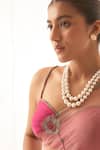Buy_JANKI INDIA_Peach Organza, Chanderi, Cotton Embroidery Sweetheart Neck Saree Set _Online_at_Aza_Fashions