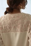 Buy_JANKI INDIA_Ivory Chanderi, Organza Embroidery V-neck Yoke Kurta Set _Online_at_Aza_Fashions