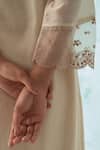 Shop_JANKI INDIA_Ivory Chanderi, Organza Embroidery V-neck Yoke Kurta Set _Online_at_Aza_Fashions