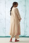 Shop_JANKI INDIA_Ivory Chanderi, Cotton, Organza Embroidery Round Neck Kurta Set With Fuchsia _at_Aza_Fashions