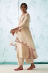 Shop_JANKI INDIA_Ivory Chanderi, Cotton, Organza Embroidery Round Neck Kurta Set With Fuchsia _Online_at_Aza_Fashions