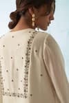 Shop_JANKI INDIA_Ivory Chanderi, Organza Embroidery Round Neck Kurta Set _Online_at_Aza_Fashions