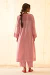 Shop_JANKI INDIA_Pink Chanderi Embroidery Round Neck Kurta Set With Pant _at_Aza_Fashions