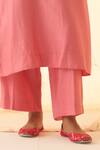 Buy_JANKI INDIA_Pink Chanderi, Organza Embroidery Round Neck Multicolour Kurta Set _Online_at_Aza_Fashions