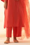Buy_JANKI INDIA_Coral Chanderi, Organza Embroidery Keyhole Neck Kurta Set _Online_at_Aza_Fashions