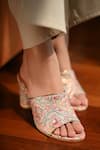 Miraki_Pink Colorful Brocade Ethnic Mules _at_Aza_Fashions