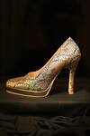 Buy_Miraki_Black Embroidery Brocade And Gold Pumps _Online_at_Aza_Fashions
