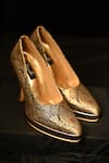 Miraki_Black Embroidery Brocade And Gold Pumps _Online_at_Aza_Fashions